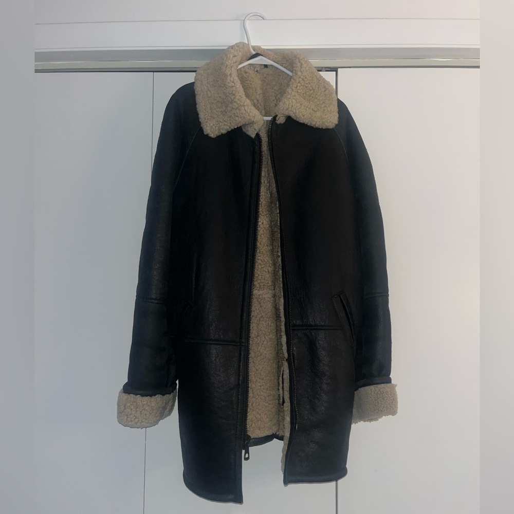 Vintage Skins by Tora Black Leather Jacket w/ Cream Shearling Lining | Medium